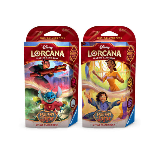 Disney Lorcana Trading Card Game - Reign of Jafar 2X Starter Decks (1X Ruby & Steel and 1X Amber & Amethyst)