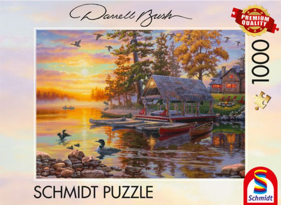 *NEW* Boathouse with Canoes by Darrell Bush 1000 Piece Puzzle by Schmidt