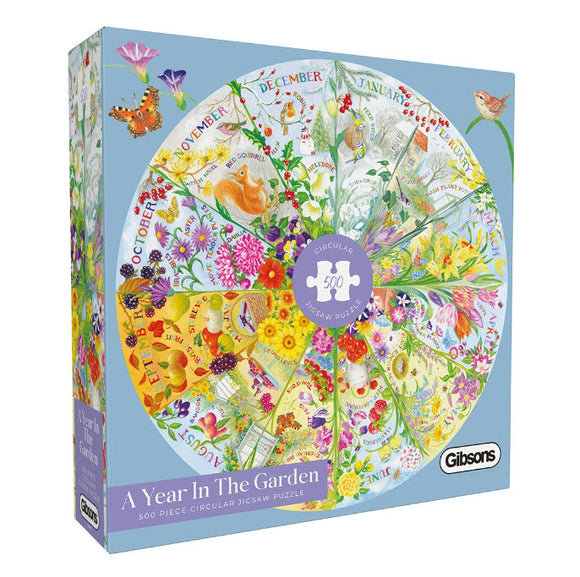 *NEW* A Year in the Garden by Claire Comerford 500 Piece Circular Puzzle By Gibsons