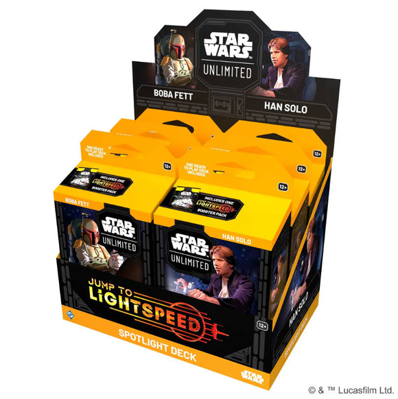 *TCG Pre-Order* Star Wars: Unlimited Spotlight Deck Set- 1X Han Solo and 1X Boba Fett - Jump to Lightspeed - Set 4 Display