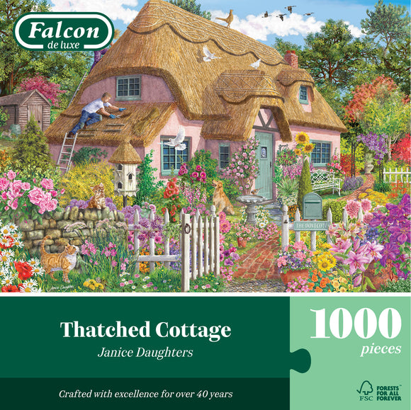 *PUZZLE PRE-SALE* Thatched Cottage by Janice Daughters 1000 Piece Puzzle by Falcon