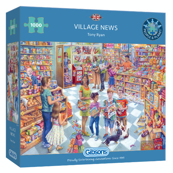 *DAMAGED BOX* Village News by Tony Ryan 1000 Piece Puzzle by Gibsons