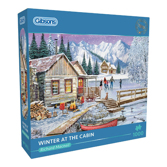 Winter at the Cabin by Richard Macneil 1000 Piece Puzzle By Gibsons