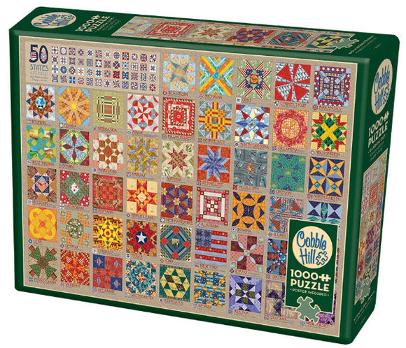 50 States Quilt Blocks 1000 Piece Puzzle by Cobble Hill