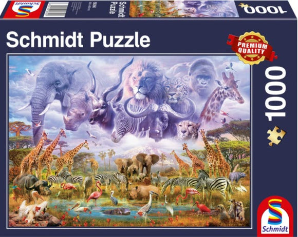 Animals at the Watering Hole 1000 Piece Puzzle by Schmidt