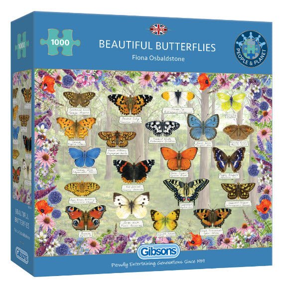 *DAMAGED BOX* Beautiful Butterflies by Fiona Osbaldstone 1000 Piece Puzzle by Gibsons