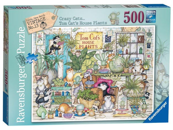 Crazy Cats Tom Cat’s House Plants by Linda Jane Smith 500 Piece Puzzle by Ravensburger