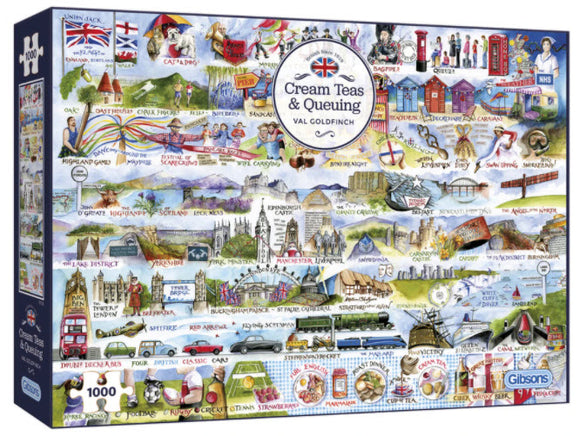 Cream Teas and Queuing by Val Goldfinch 1000 Piece Puzzle By Gibsons