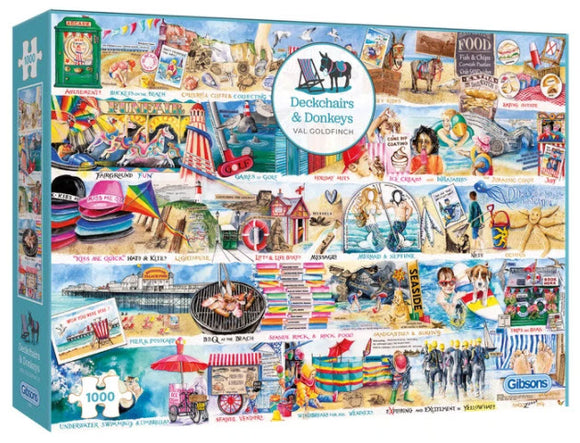 Deckchairs and Donkeys by Val Goldfinch 1000 Piece Puzzle By Gibsons