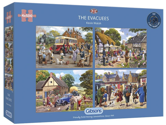 The Evacuees by Kevin Walsh 4X 500 Puzzle Set By Gibsons