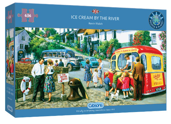 Ice Cream by the River by Kevin Walsh 636 Piece Puzzle by Gibsons