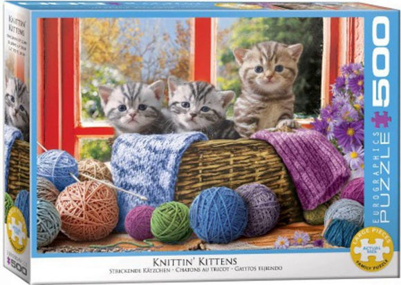 Knittin Kittens 500 XL Piece Puzzle by Eurographics