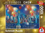 Statue of Liberty with Fireworks by Alexander Chen 1000 Piece Puzzle by Schmidt