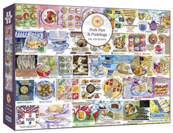 Pork Pies and Puddings by Val Goldfinch 1000 Piece Puzzle By Gibsons