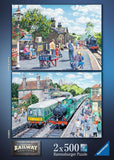 Railway Heritage No.1 2x 500pc (Corfe Station & Oakworth Station) Puzzles by Ravensburger