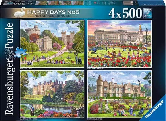 Happy Days No 4, Royal Residences 4 x 500 Piece Puzzle Set by Ravensburger