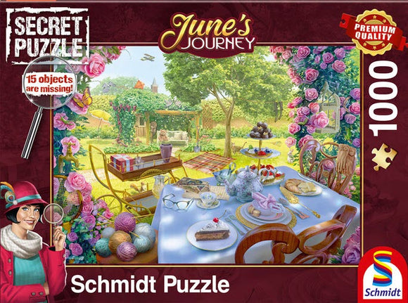Secret Puzzle: June's Journey Tea In the Garden 1000 Piece Puzzle by Schmidt